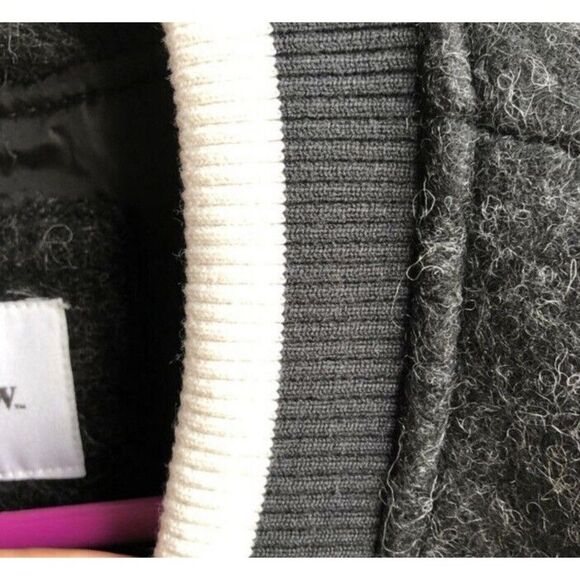 Men’s Varsity Bomber Jacket Wool Blend Dark Gray/Black Size Small Retro - Picture 6 of 11